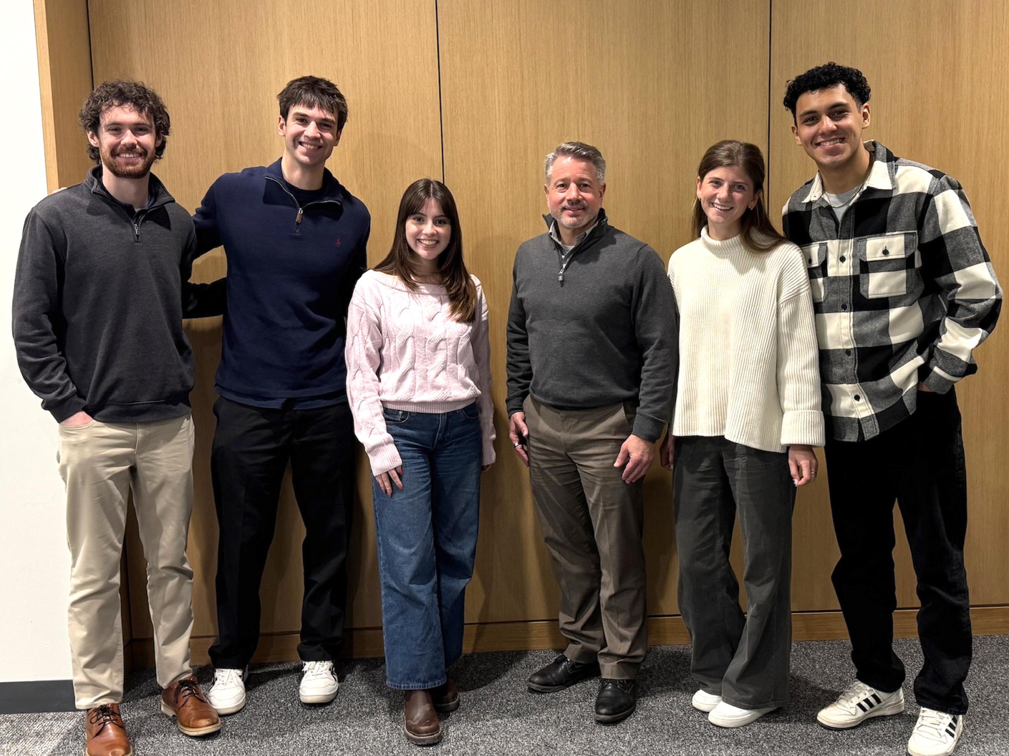  The president of ASHRAE (third from right) stands with five 2025-2026 Penn State ASHRAE Student Branch officers.