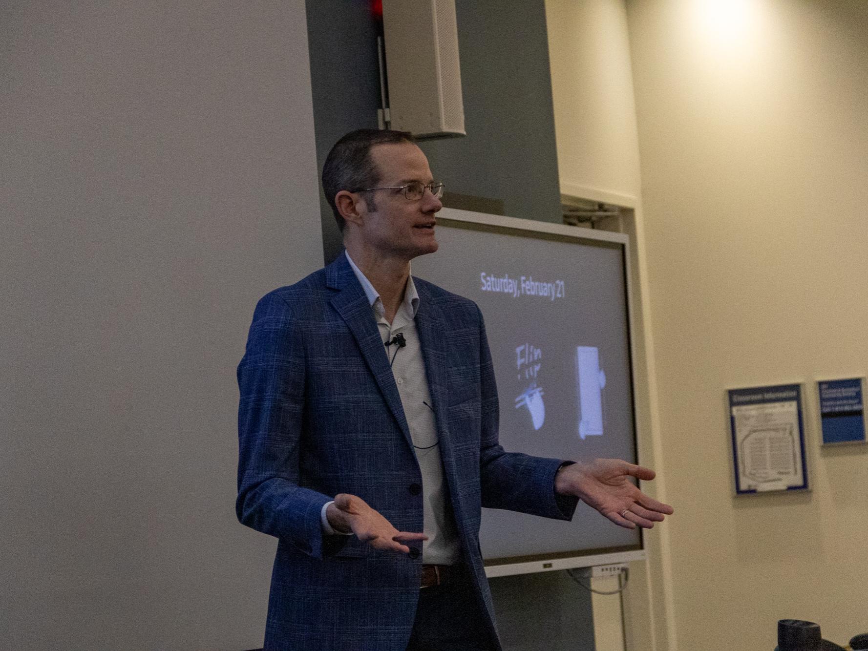 Charlie Anderson speaking at the 2026 Ashtekar Frontiers of Science lecture series.