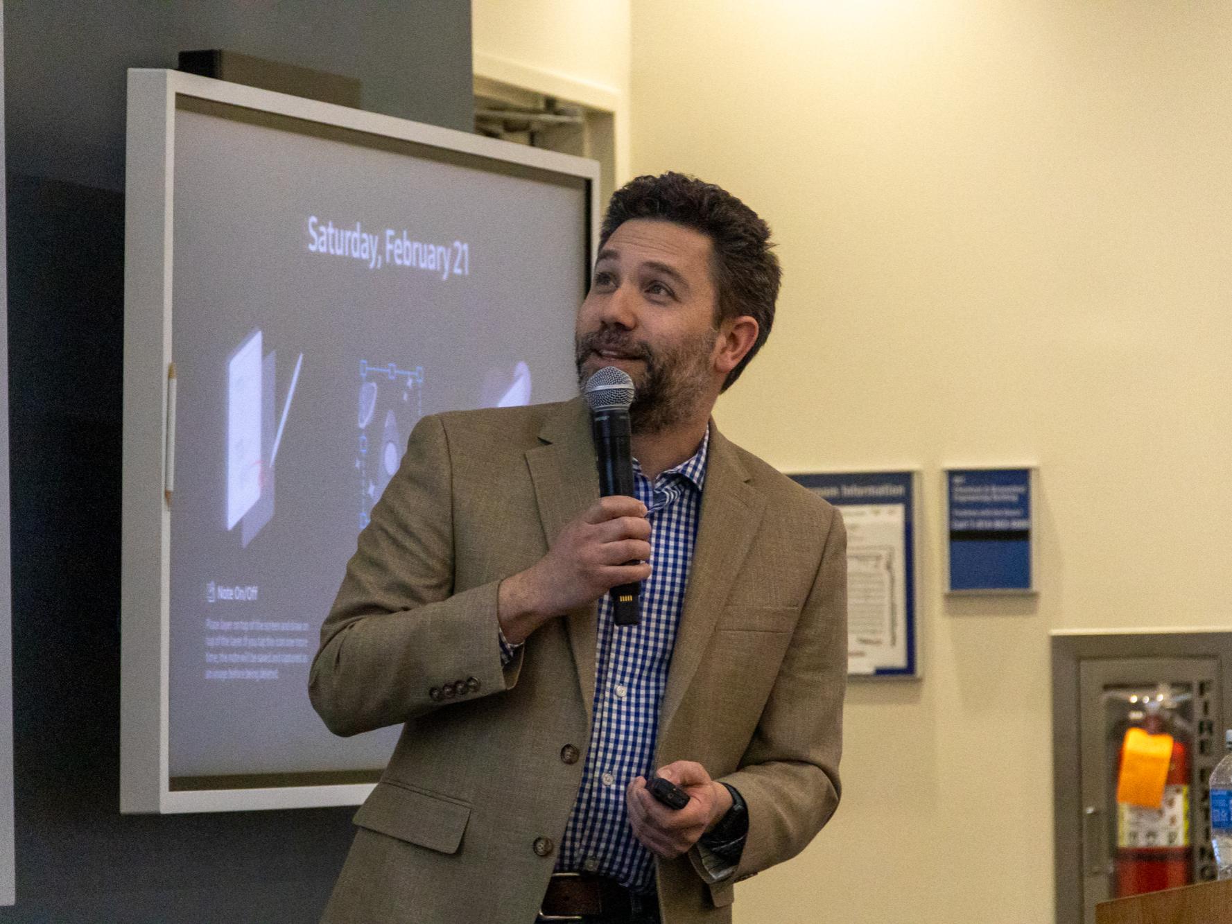 Joey Cotruvo presenting at the Ashtekar Frontiers of Science lecture series.