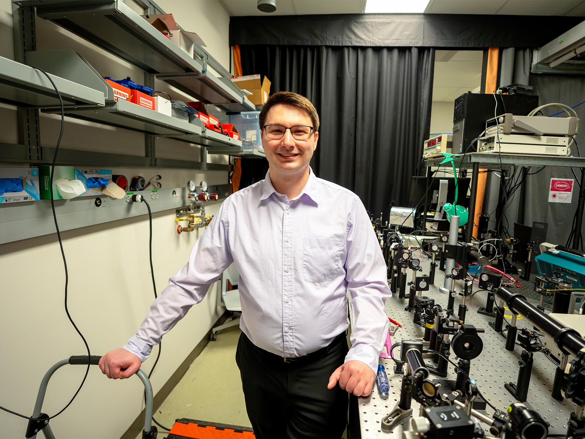 man stands in scientific lab