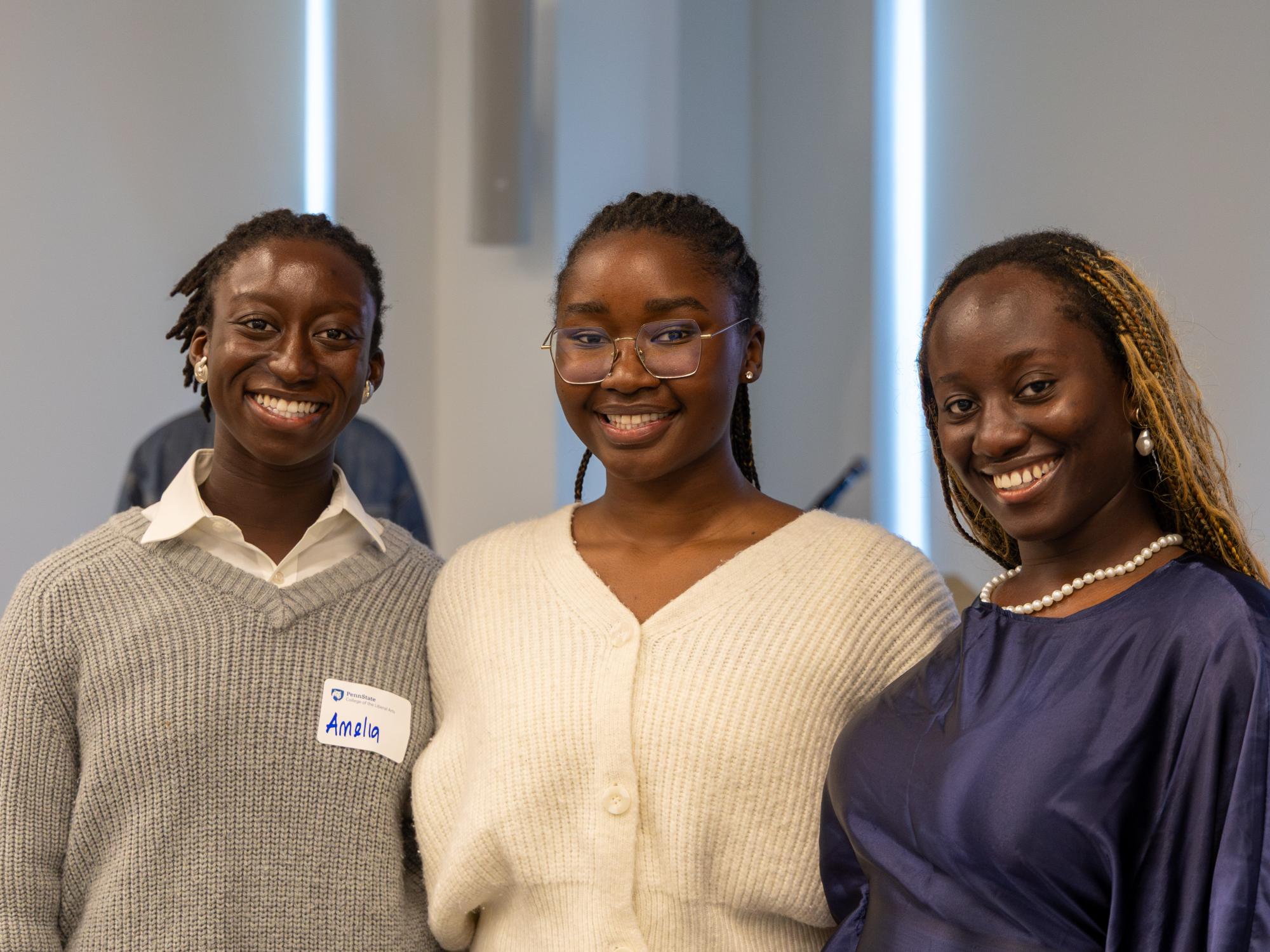 Schwartz Fellows Amelia Dodoo (2023), Lakeysha Graças de Deus (2024), and Cherish Graham (2026)