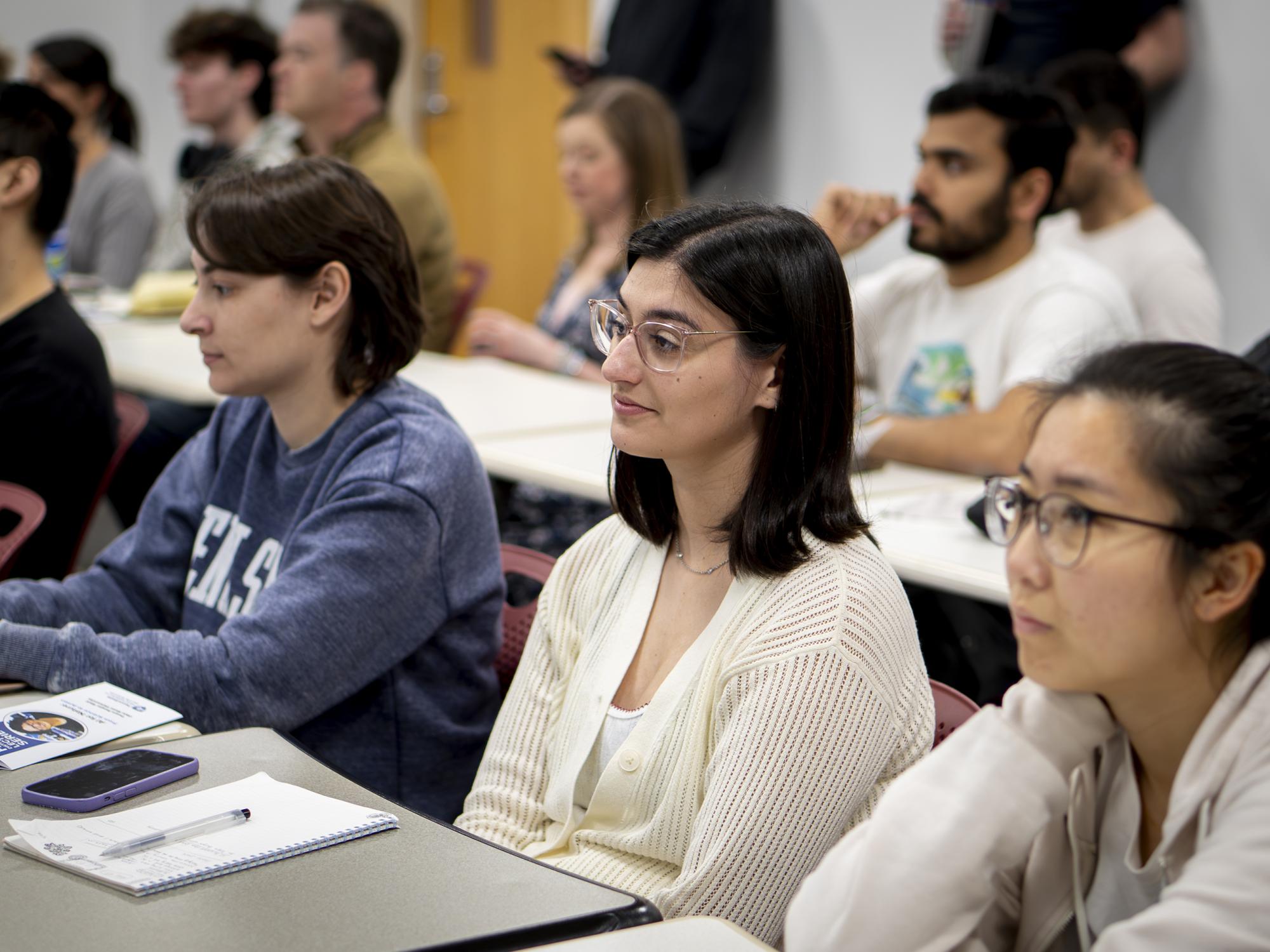 Attendees listen to a Distinguished Lecture in Life Sciences presentation. April 24, 2026