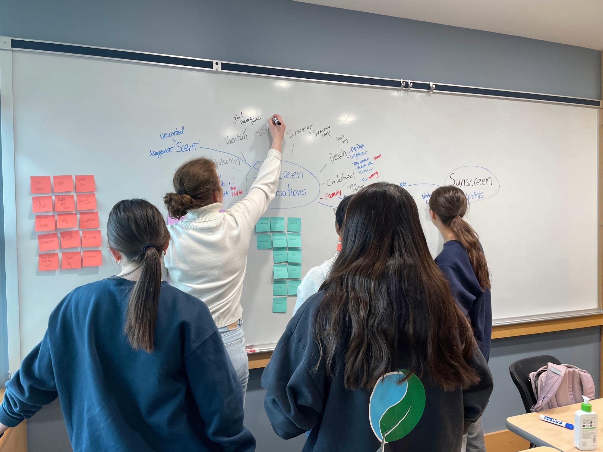 Students in Penn State Prime iterate on white board.