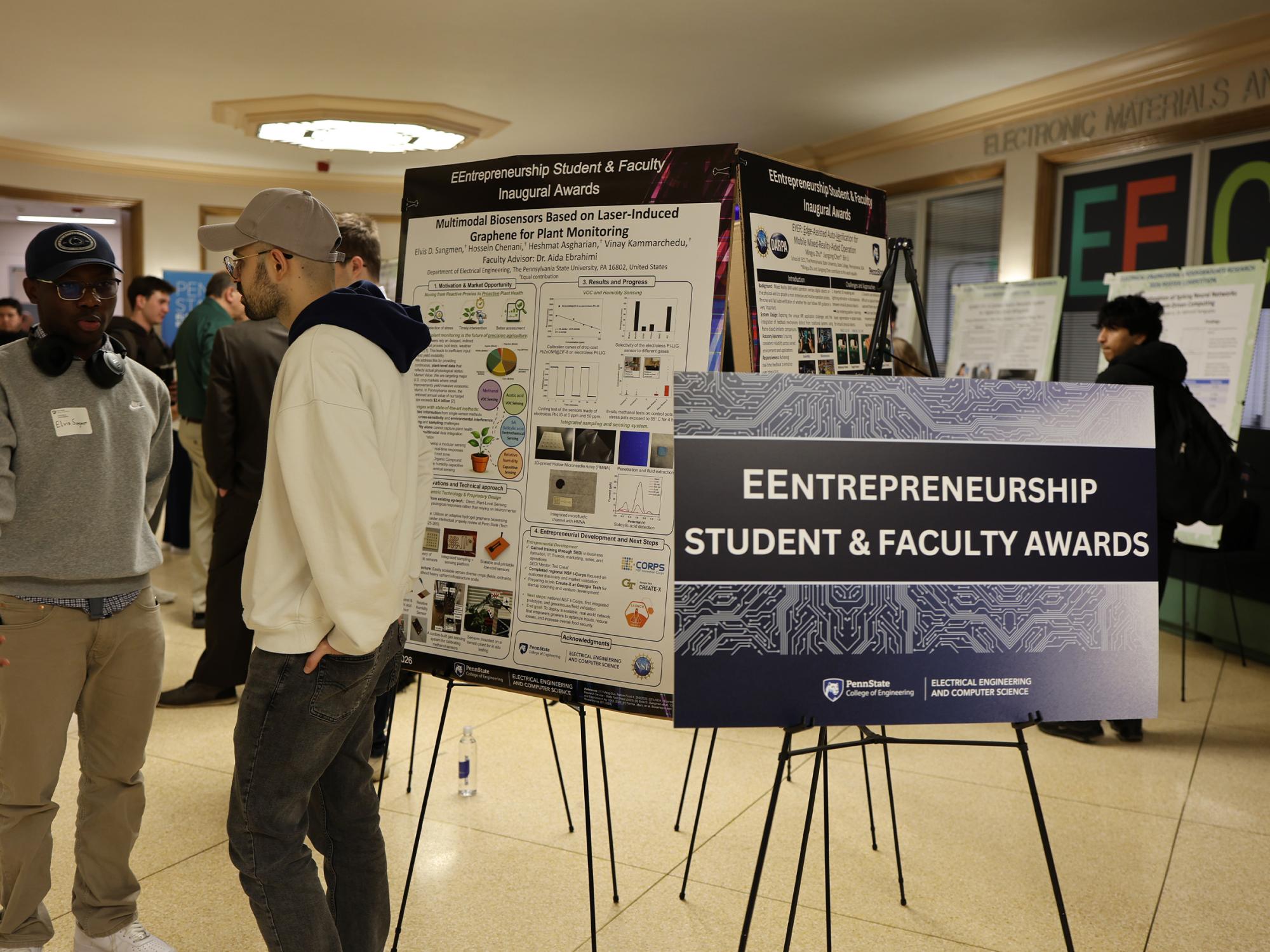 Electrical engineering entrepreneurs present posters at departmental competition