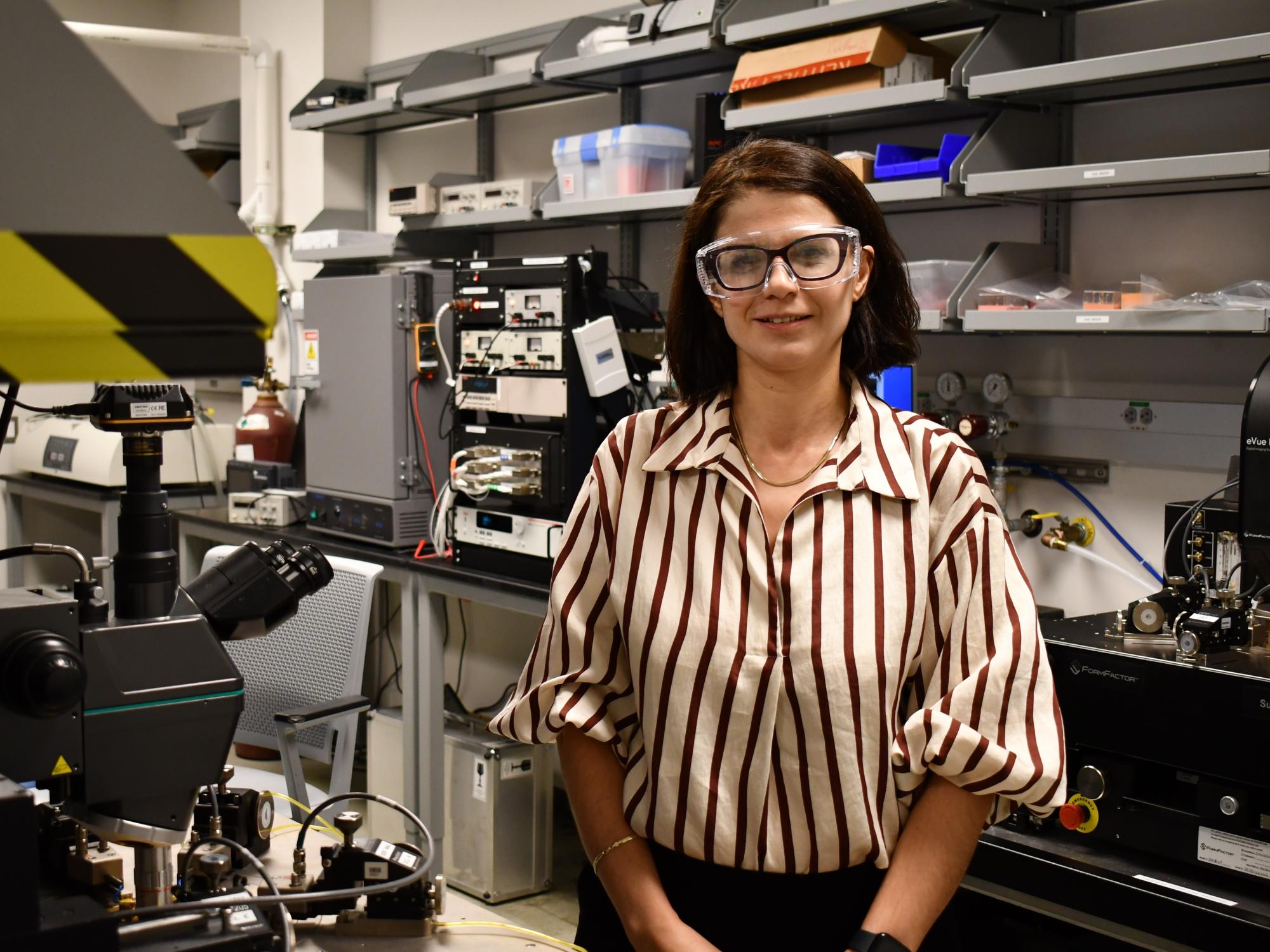 Woman posing in the lab
