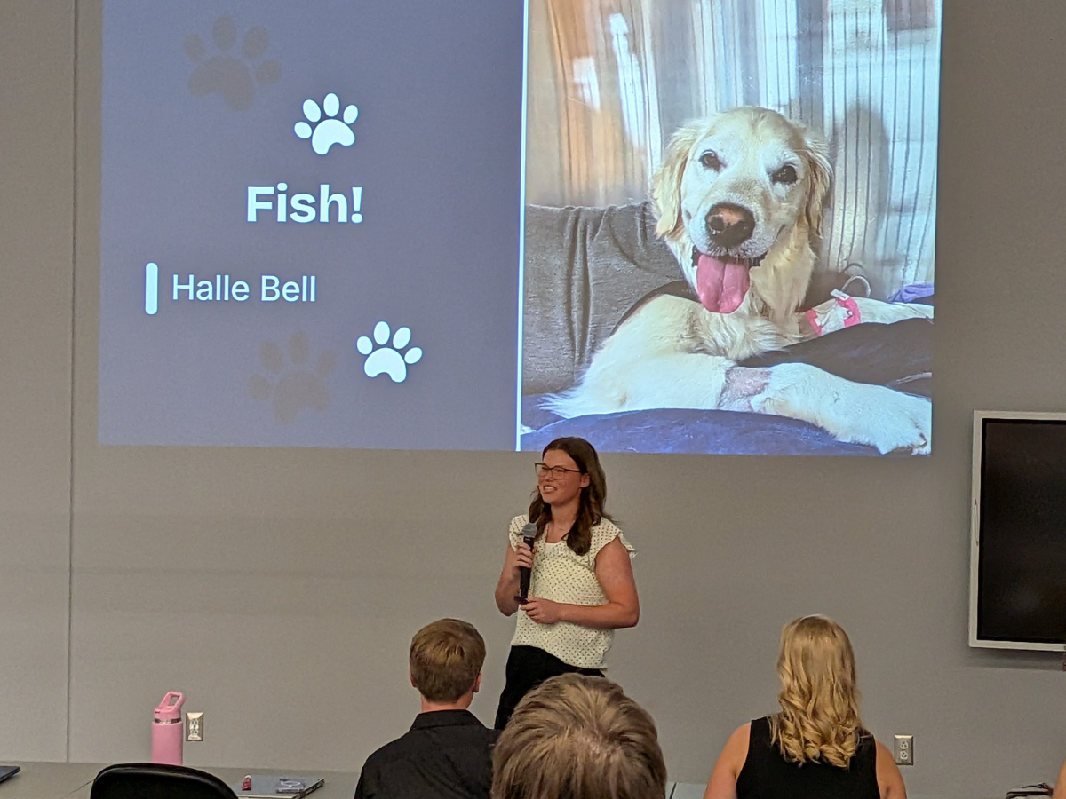 Halle Bell presenting her case study Fish