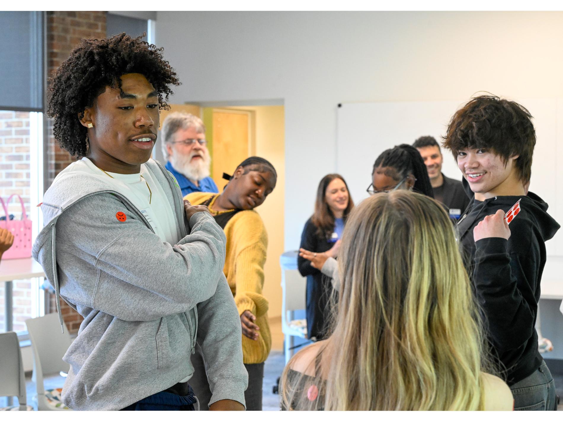High school students participating in an activity