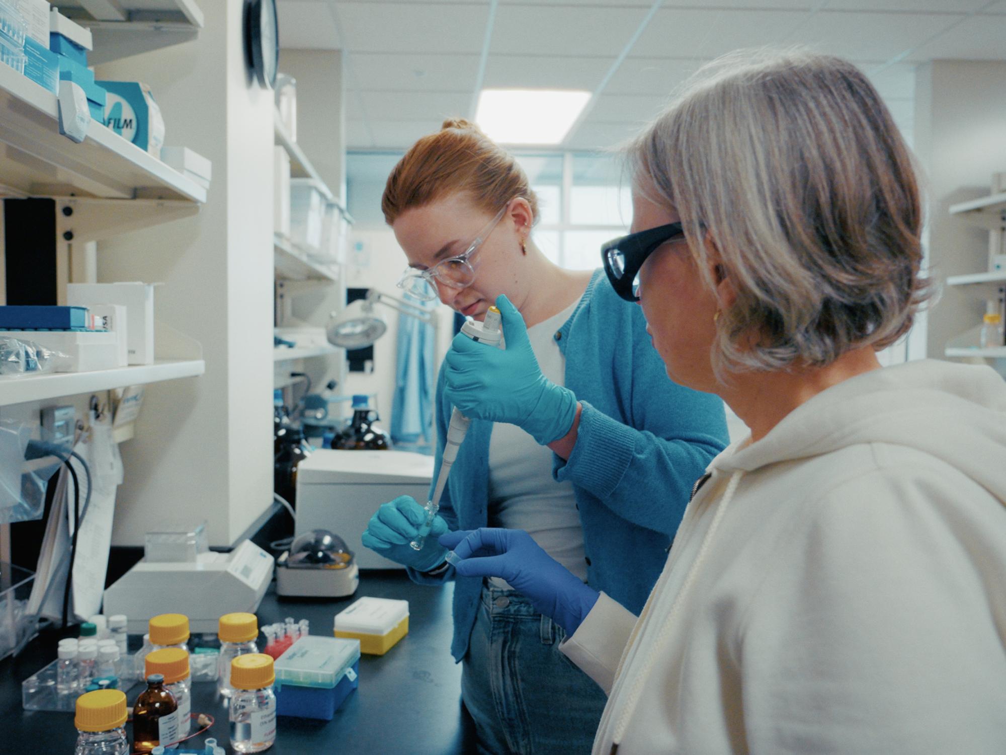 Chemistry graduate student Amanda Gramm works with Tatiana Laremore, director of Penn State's Proteomics and Mass Spectrometry Core Facility, during her assistantship in the 2025-26 academic year.