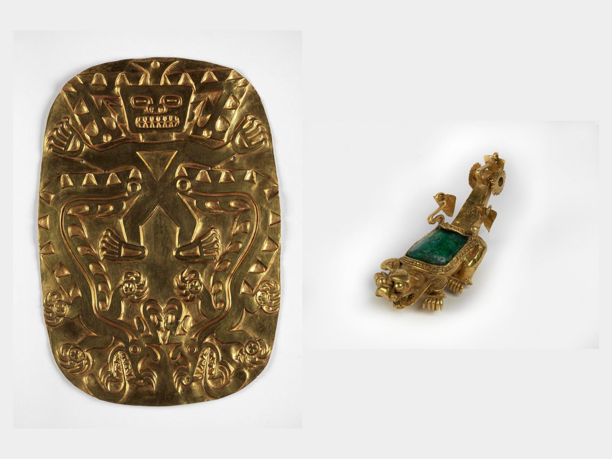 A plaque and pendant produced by Gran Coclé artists