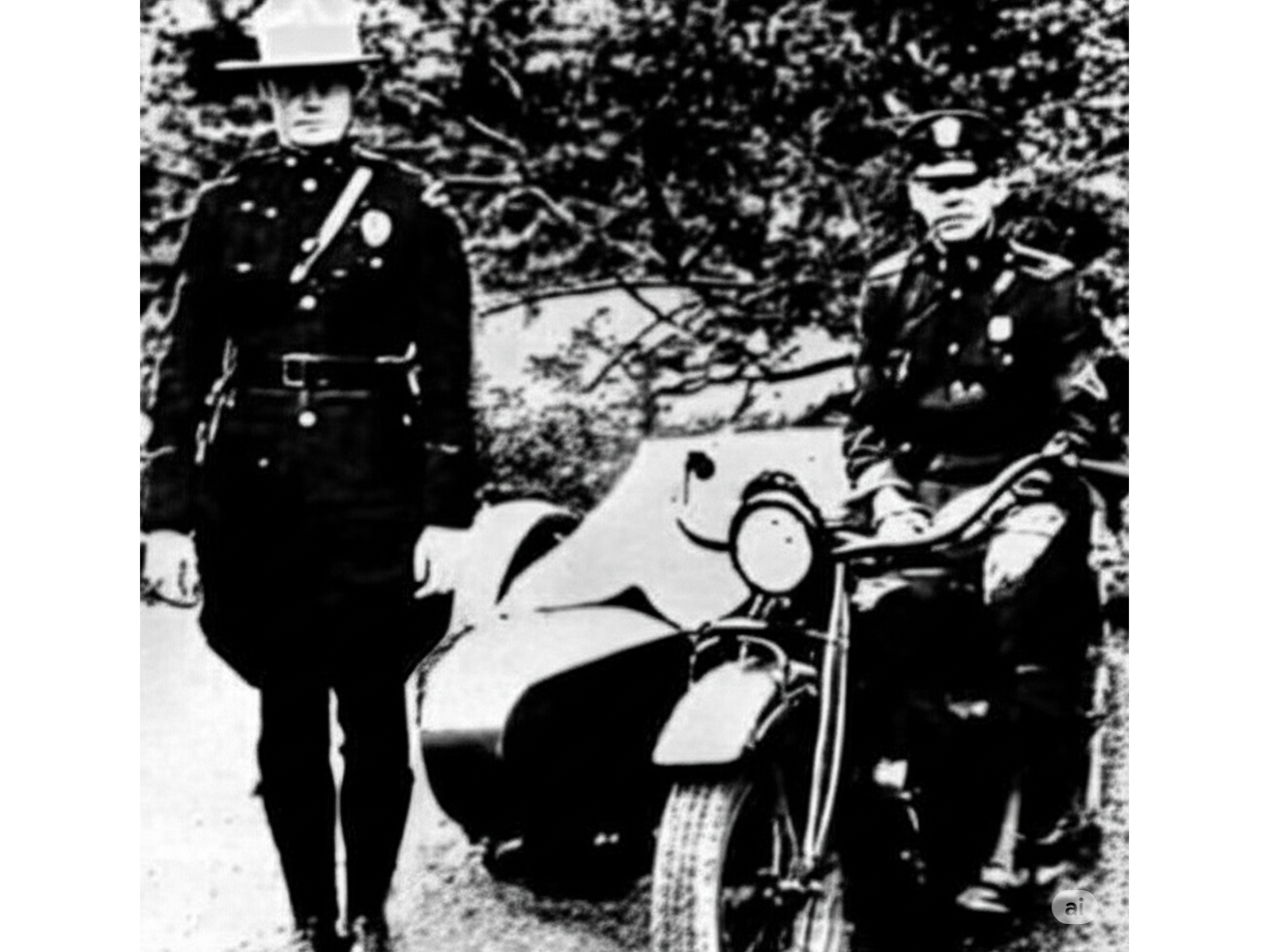 Two policemen in an historic black and white photo