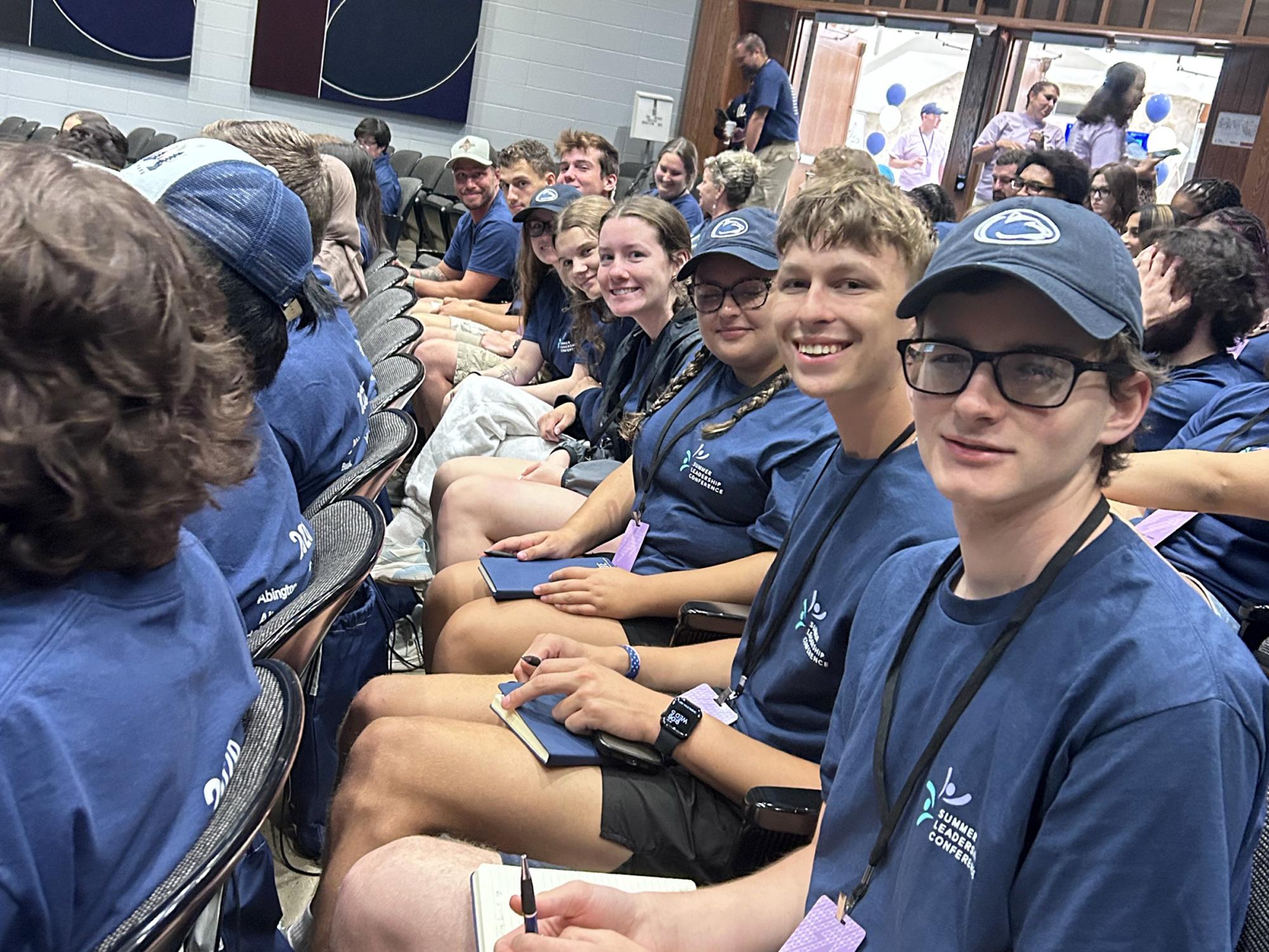 Students from Penn State DuBois smile for a photo while awaiting a session at the Summer Leadership Conference, held Aug. 4-6 at Penn State Berks, to begin.