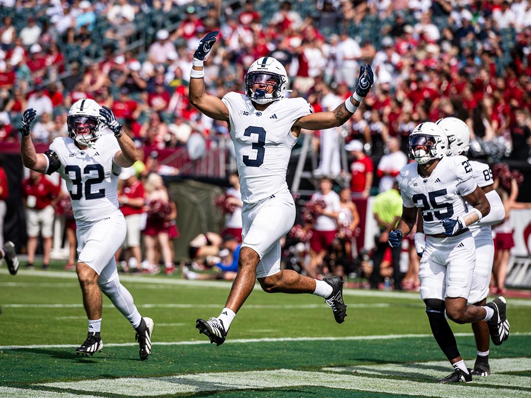 Player jumps in celebration