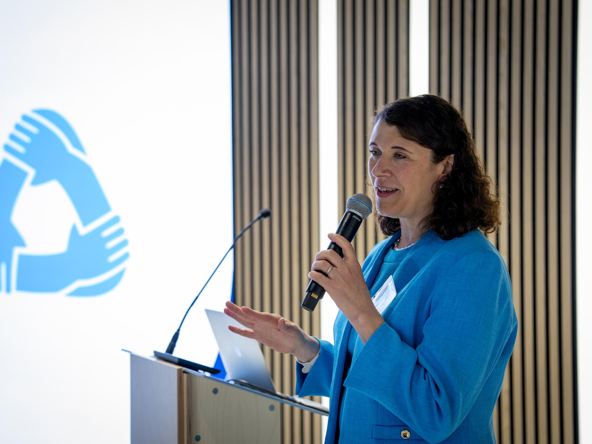 Christina Grozinger, Publius Vergilius Maro Professor of Entomology and director of the Huck Institutes of the Life Sciences, speaks at the Huck Institutes 30th Anniversary Event. August 28, 2026