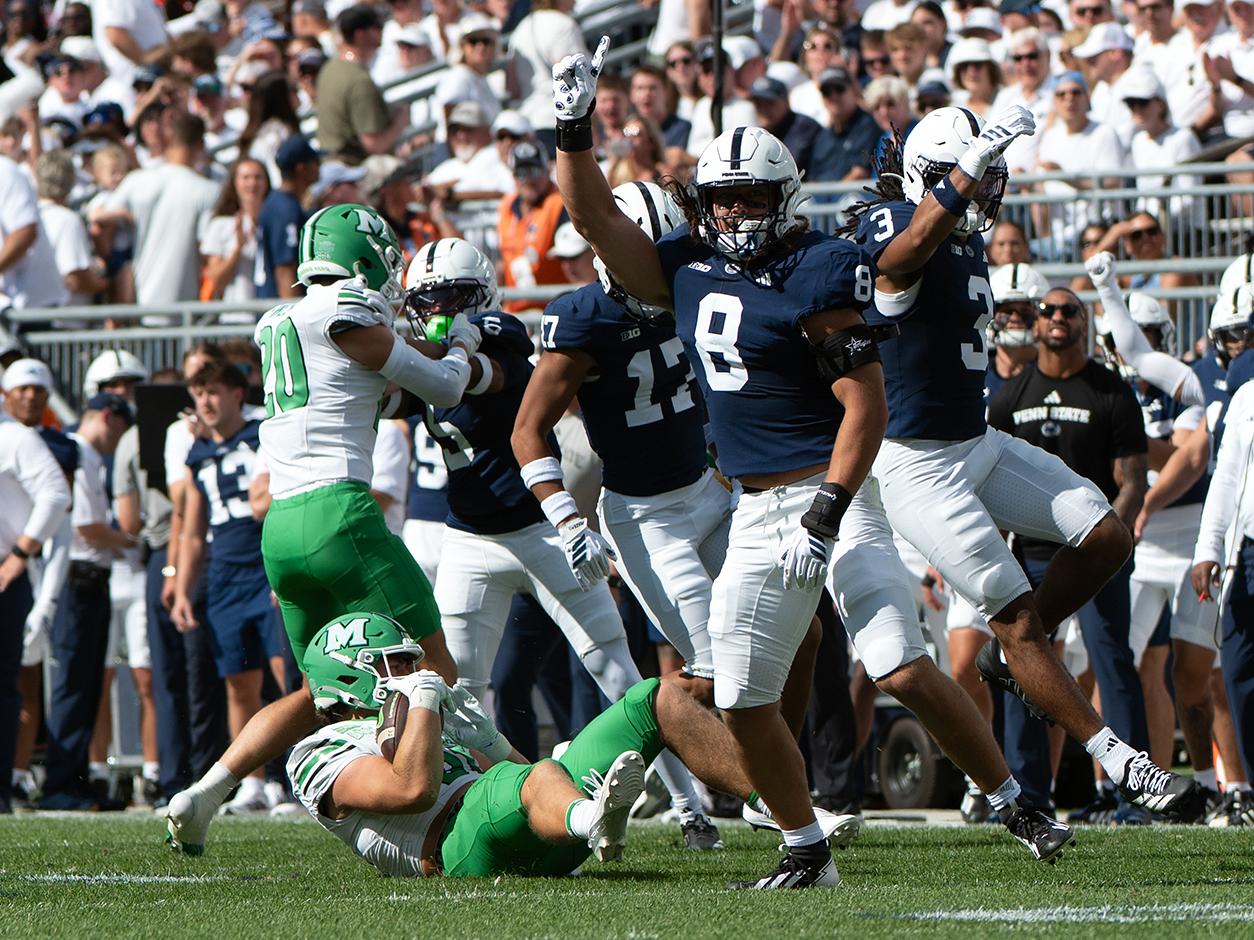 Player celebrates tackle