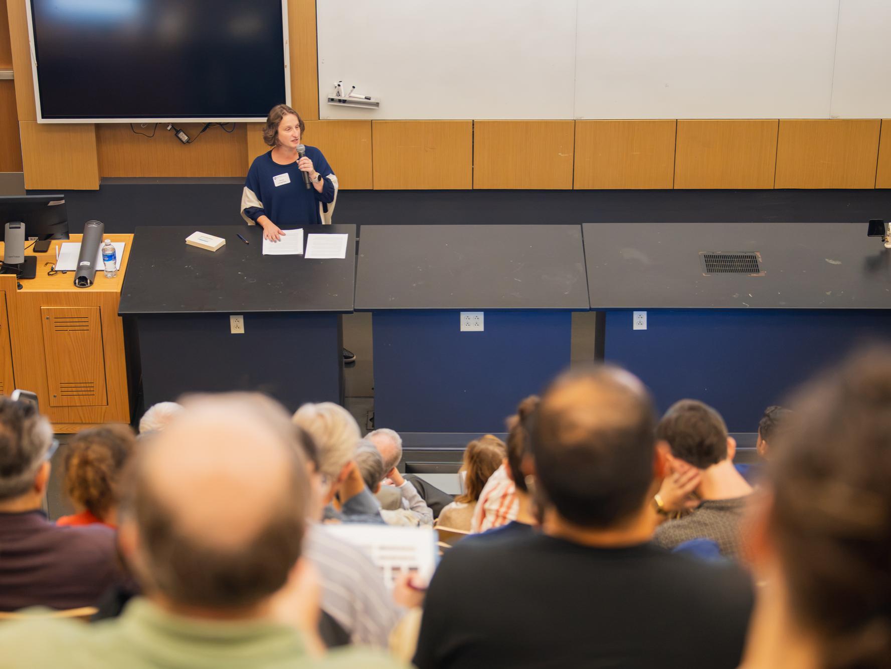 Tracy Langkilde, Verne M. Willaman Dean of the Eberly College of Science, speaking at the Science Matters Spotlight Sessions celebrating the first doctoral degree awarded from Penn State. 