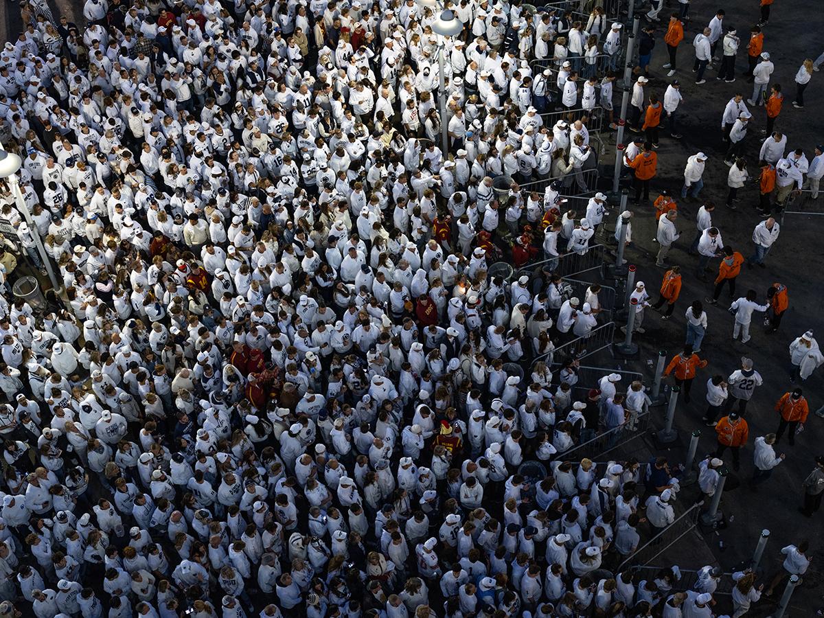 Aerial view of fans