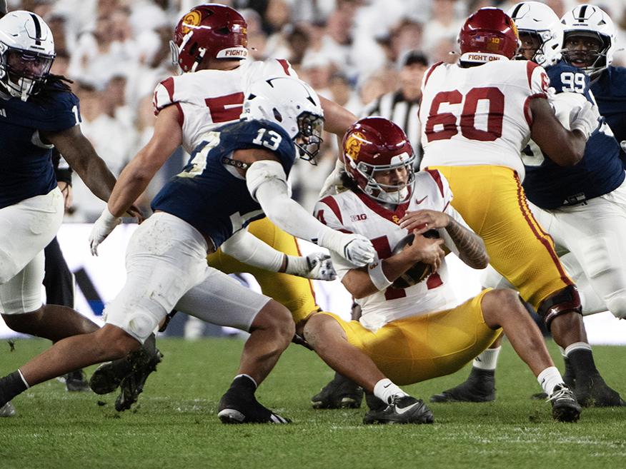 Defender sacks quarterback