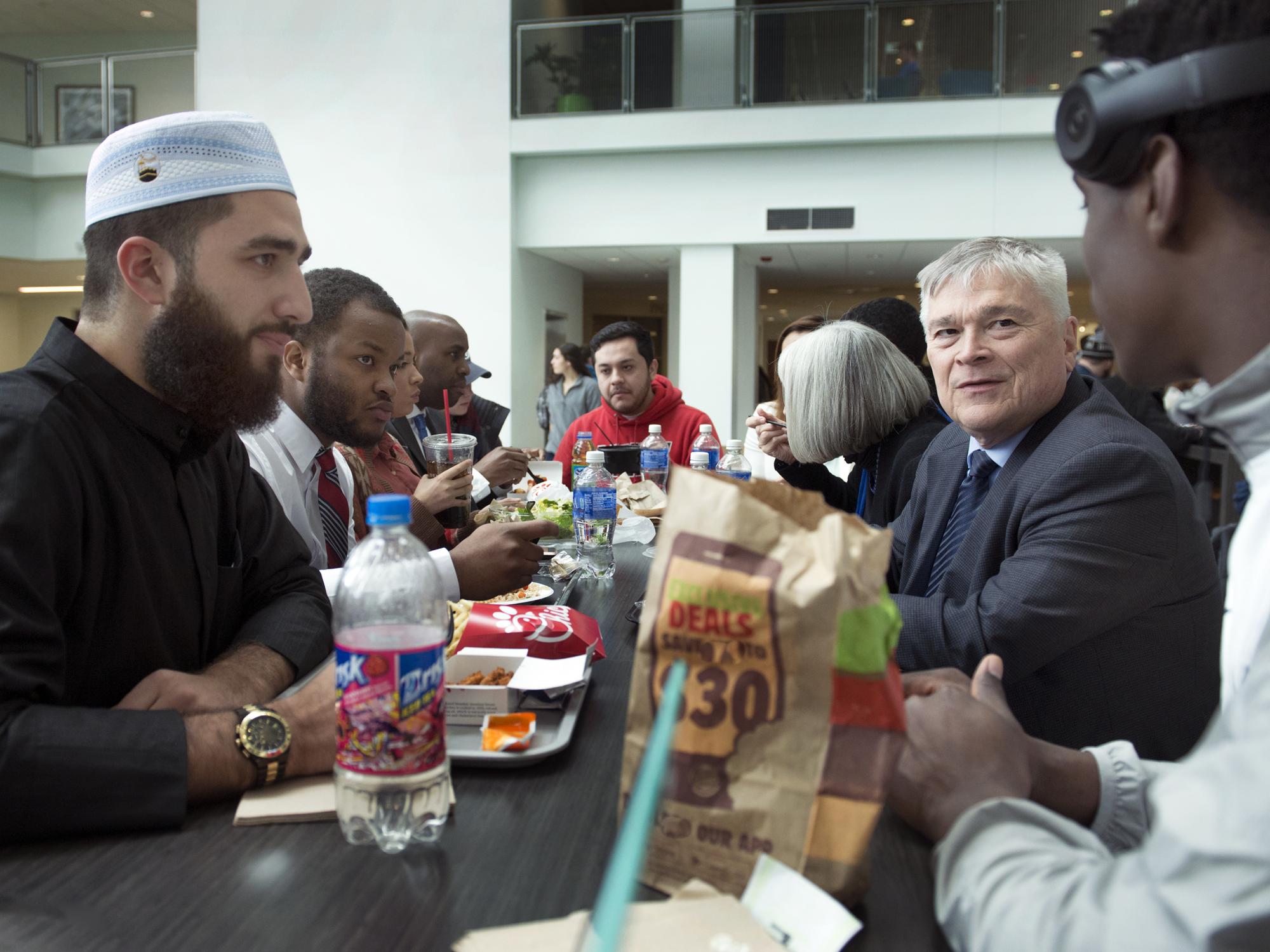 Student diversity group with President Barron