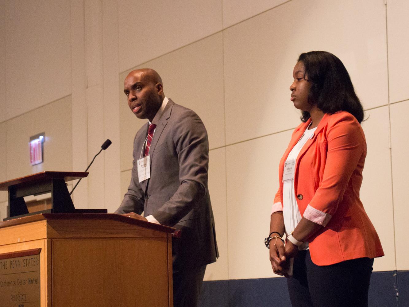 All In Conference, Marcus Whitehurst introducing award recipient Candice Crutchfield