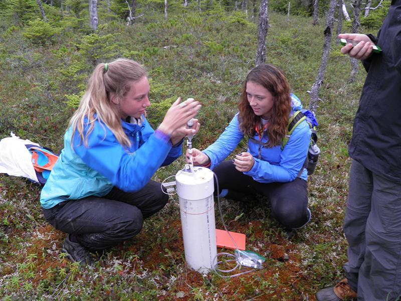 Students sample methane