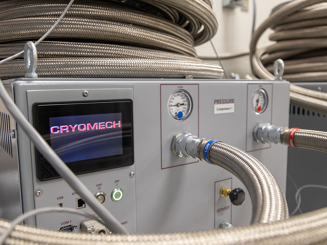 A compressor, part of the Chemistry Building's helium recovery system.