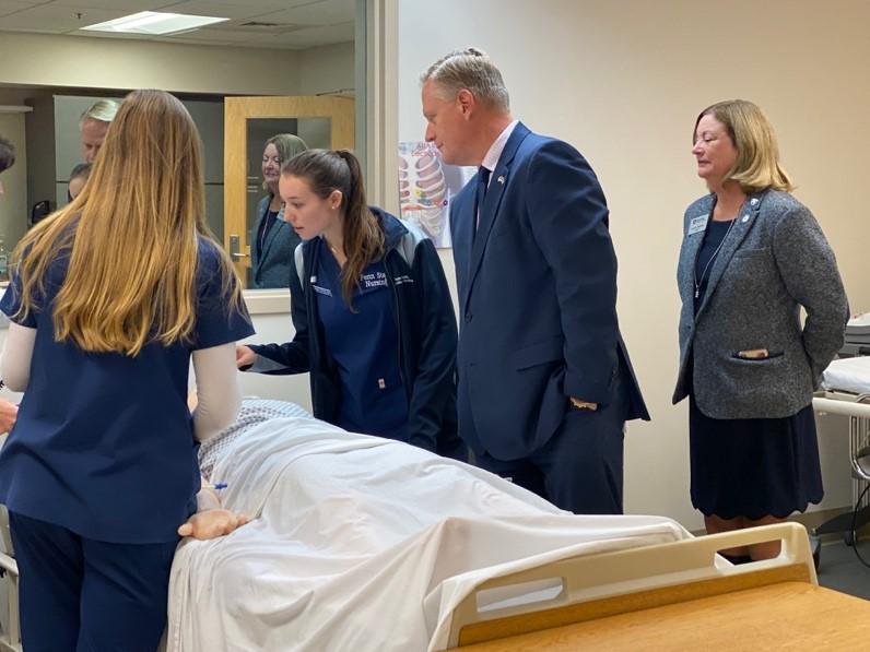 Rep. Keller viewing College of Nursing Simulation Lab