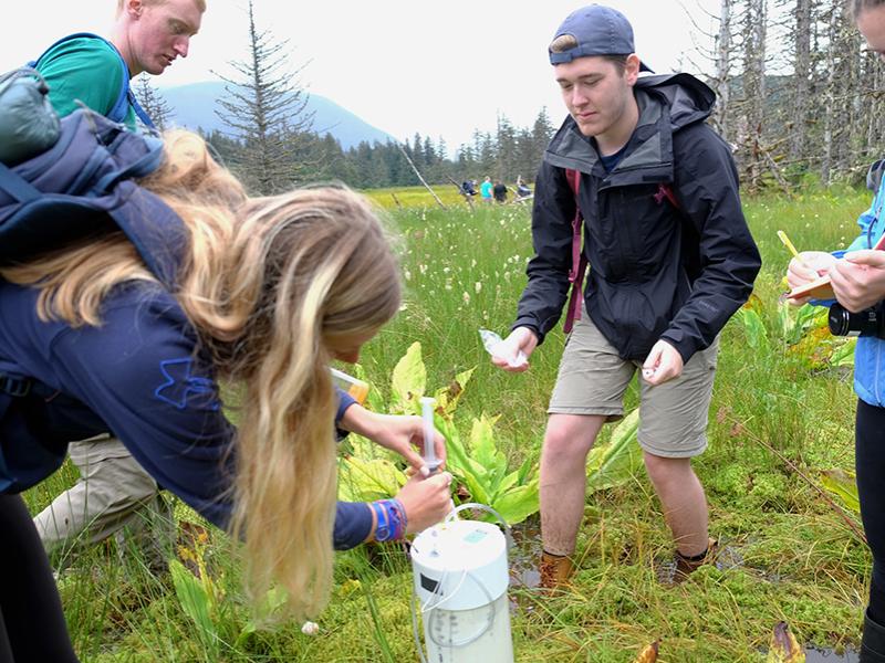 Students sample methane