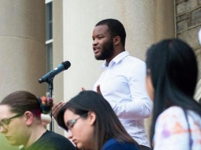 Brian Davis Speaking at a Rally  