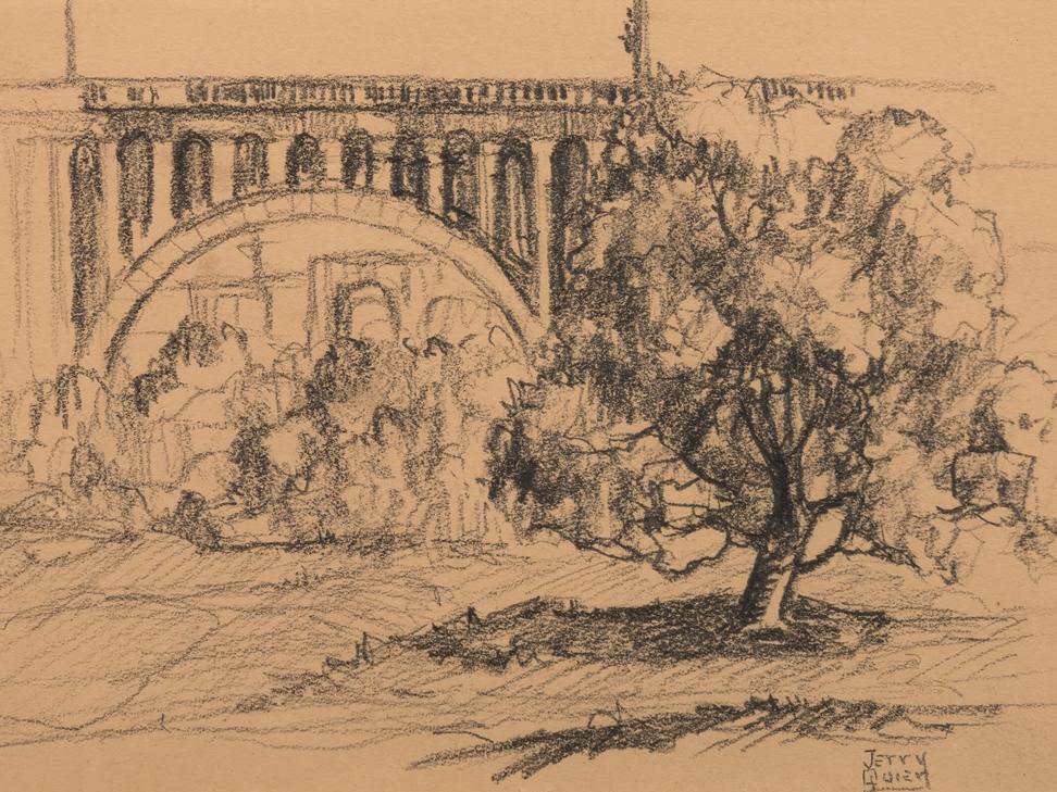 A drawing of the 8th St. Bridge by Jerry Quier