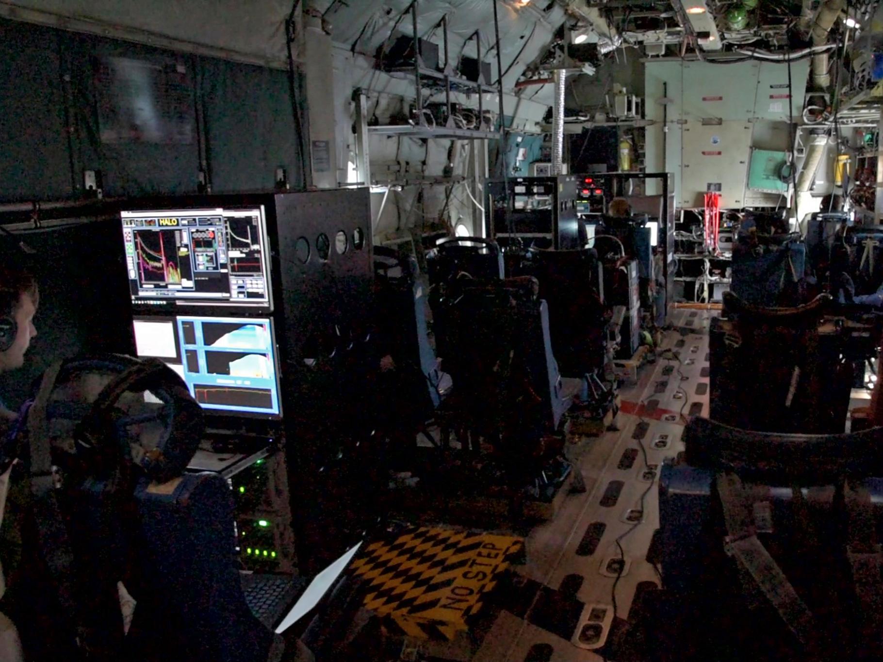 NASA’s C-130 research aircraft is equipped with a series of instruments to measure various atmospheric conditions, including methane, a potent greenhouse gas.