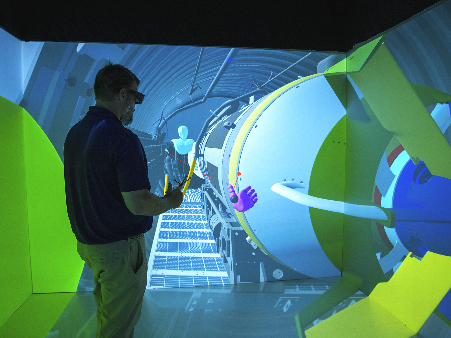 Man with turbine machine