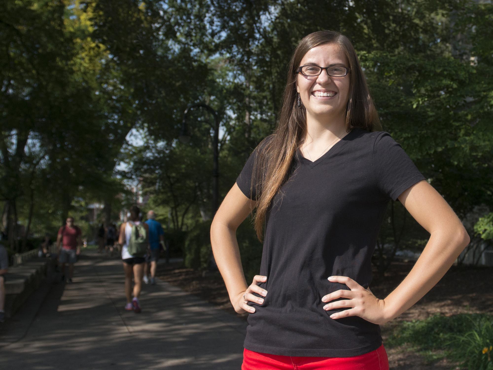 Female student standing