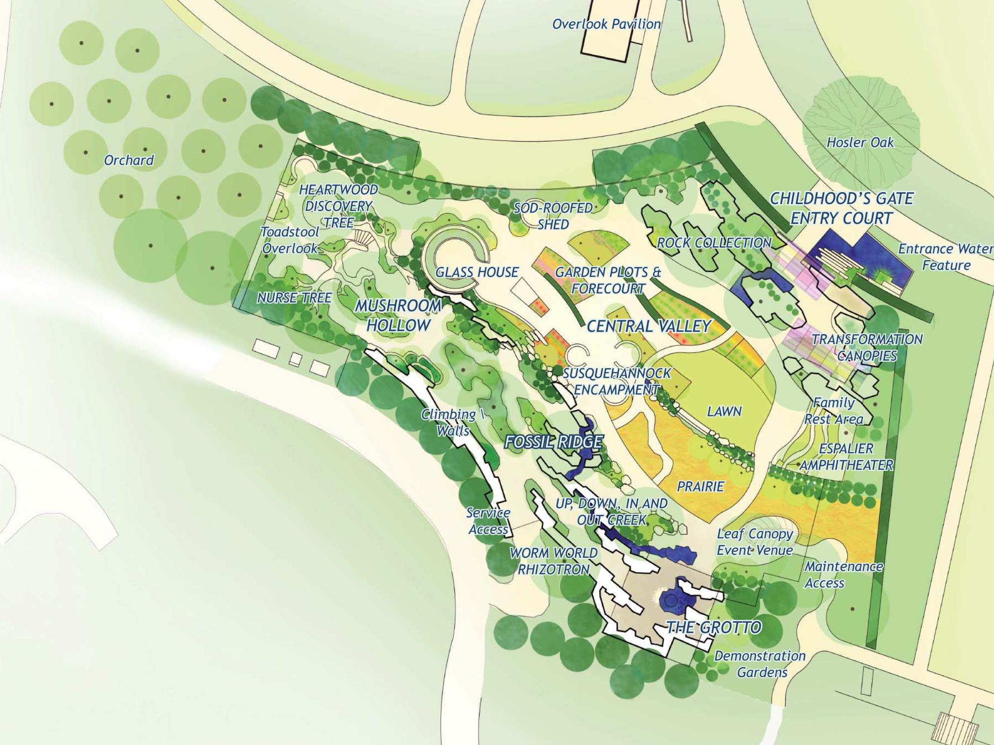A map of the H.O. Smith Botanic Gardens Children's Garden at the Arboretum at Penn State