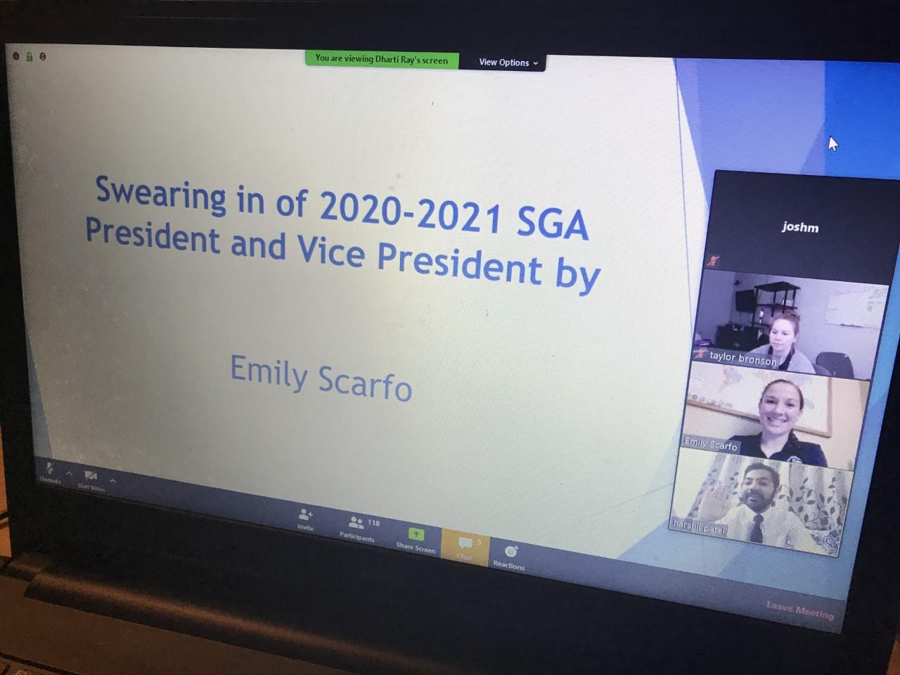 Screenshot of new SGA officers