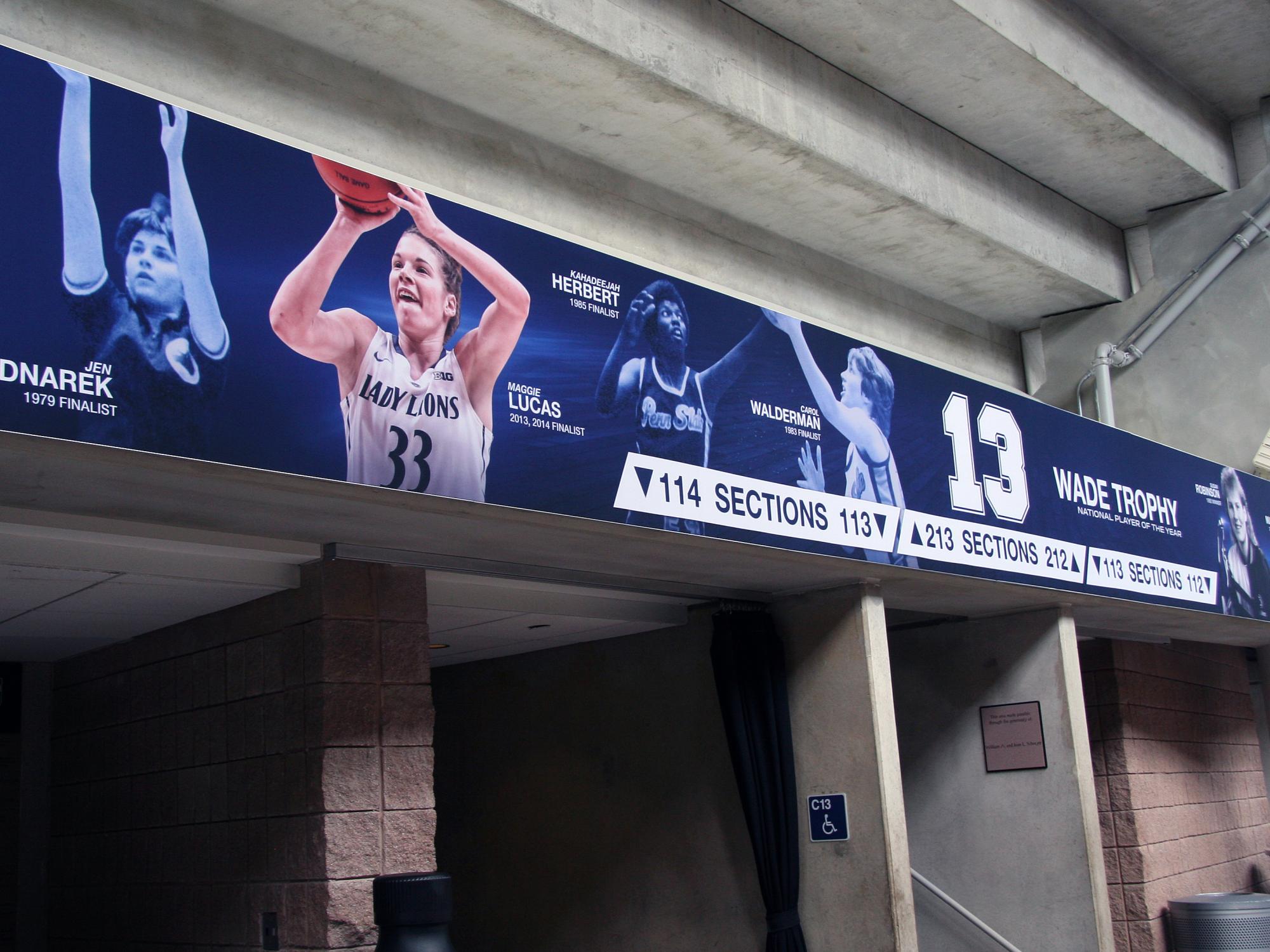 A view of portal 13 with the new basketball branding graphics.