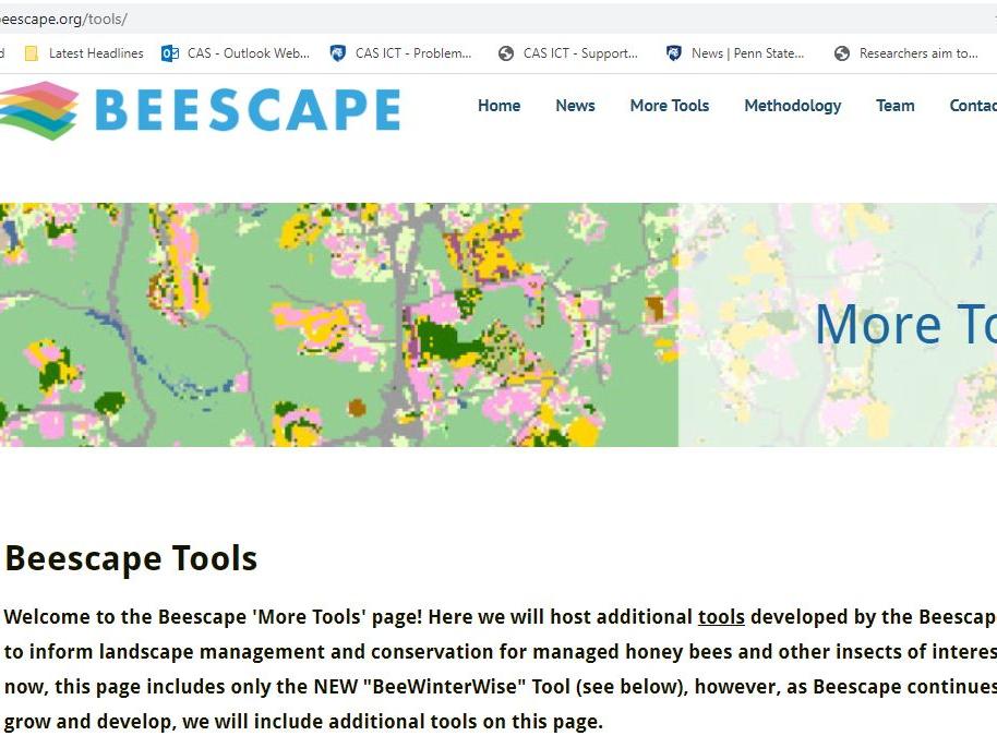 Beescape tools page screen shot