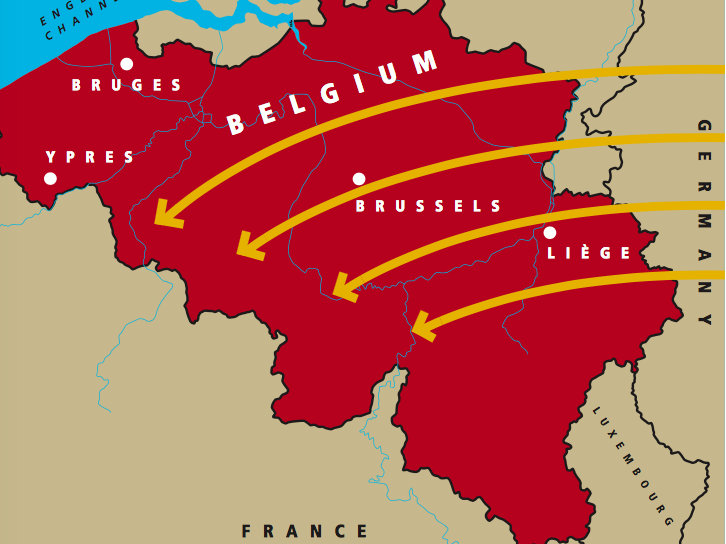 map of Belgium in WWI