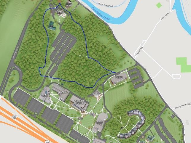 A new map highlights the route of the Penn State Berks campus walking trail. 