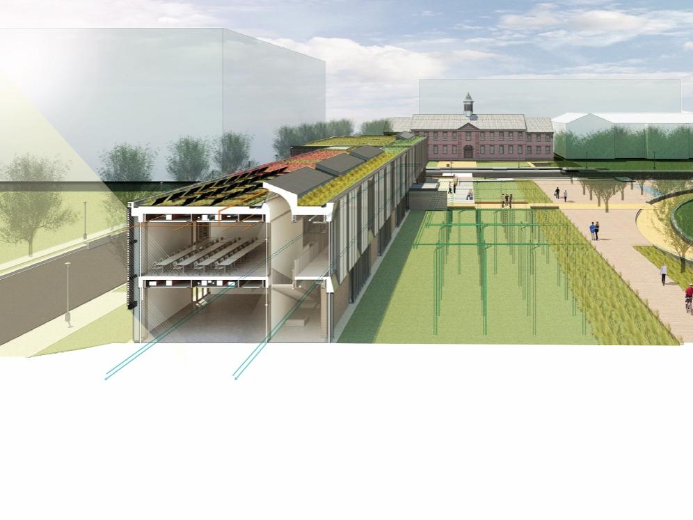 An artist's rendering of the Center for Building Energy Education and Innovation, and the Center for Building Energy Science