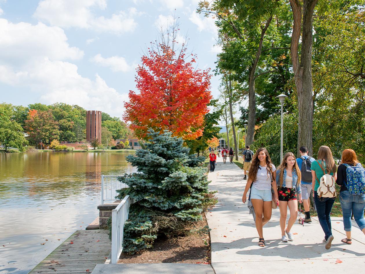 Students walking on the Penn State Altoona campus.