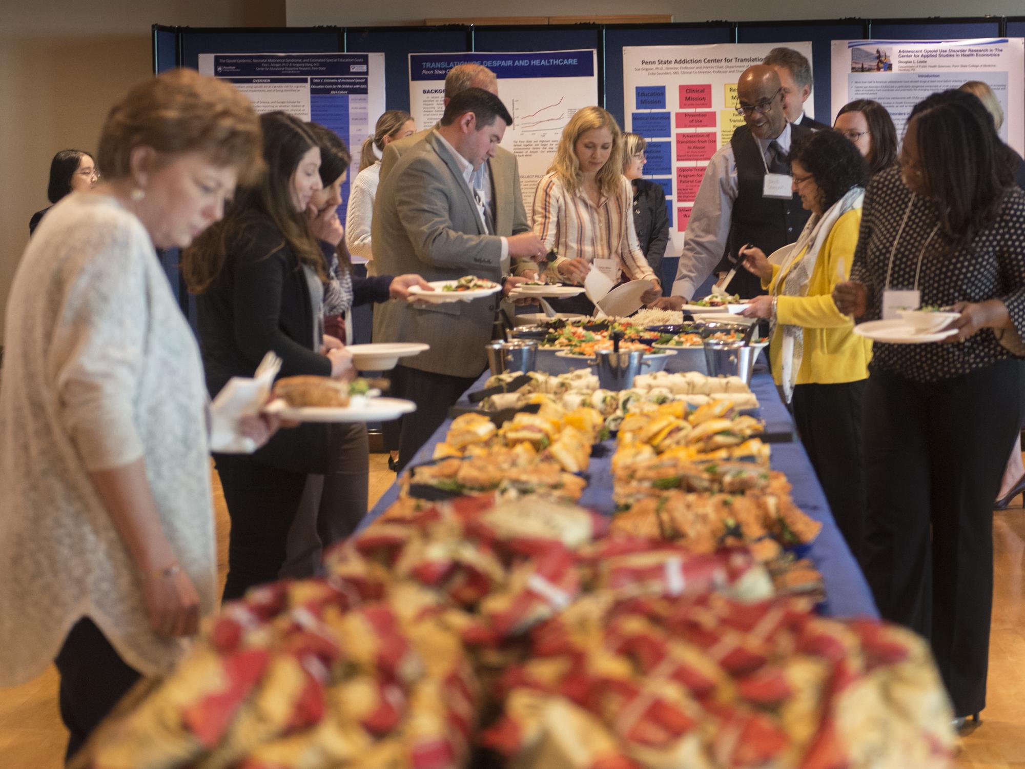 Conference attendees at lunch