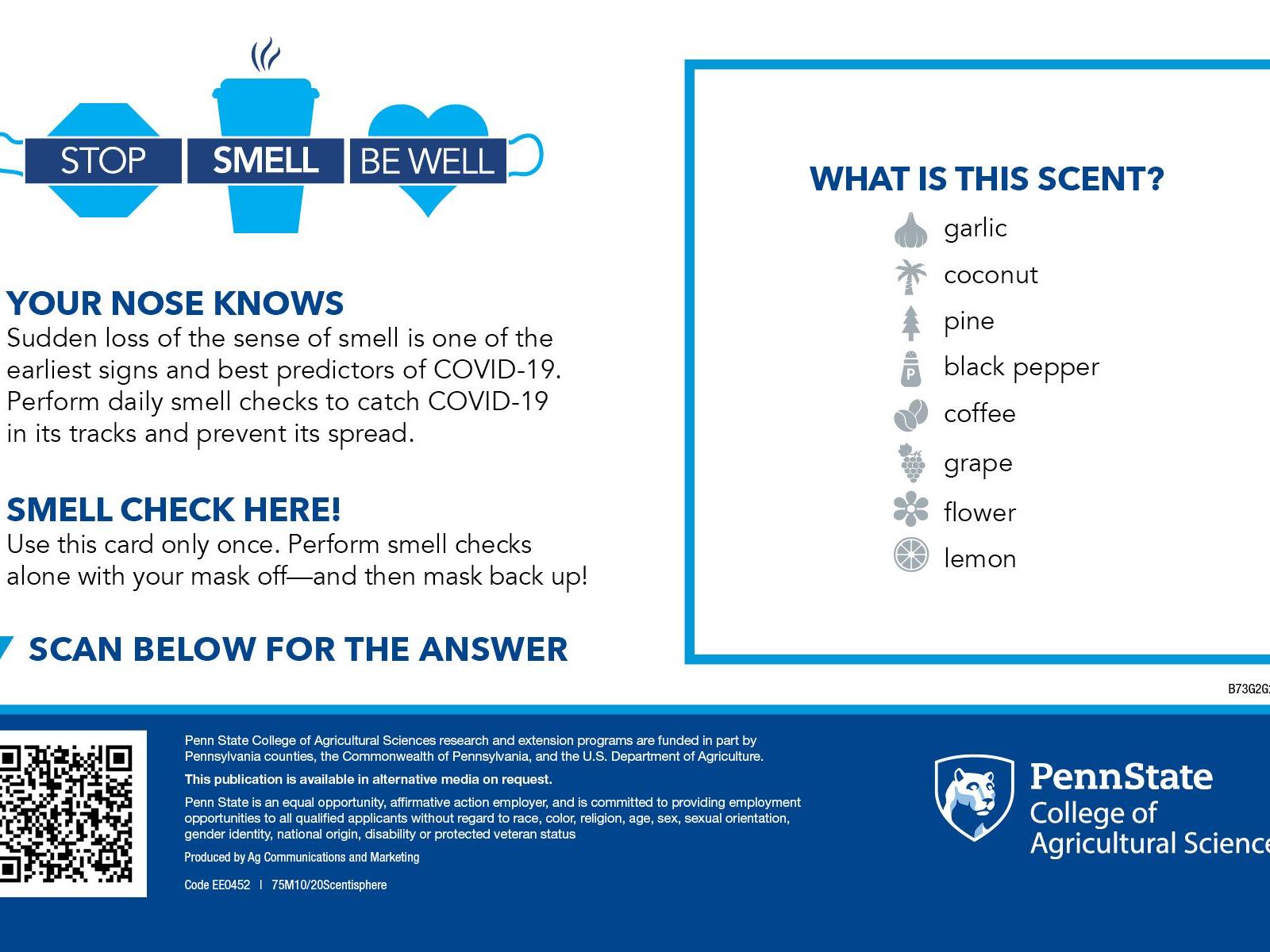 Smell-check cards help call attention to common COVID-19 symptom