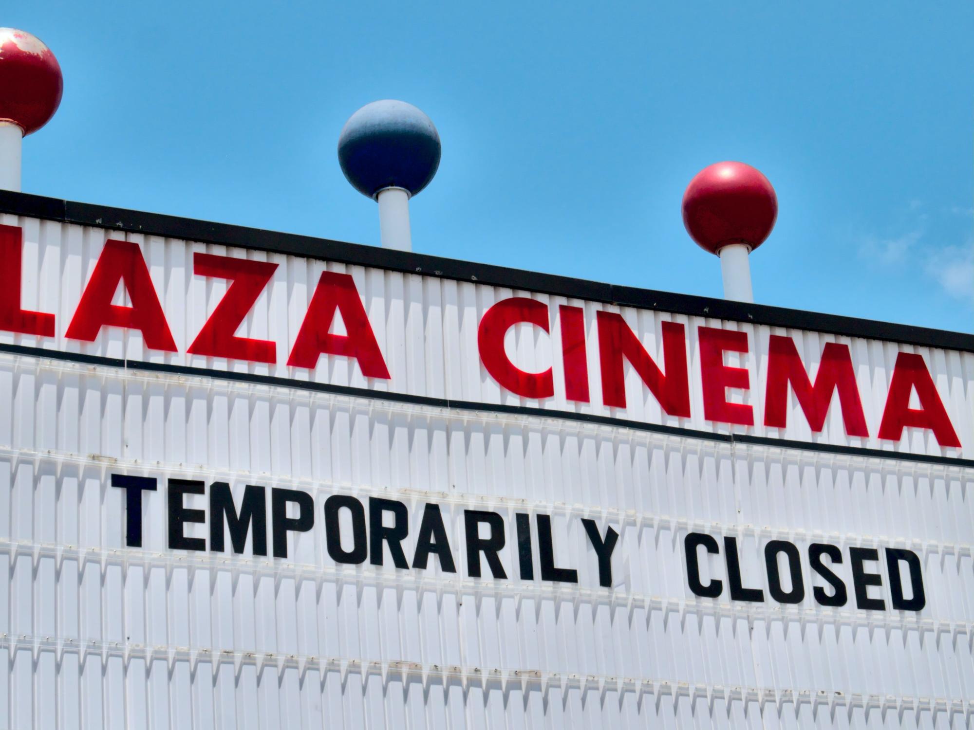 Closed theatre marquee