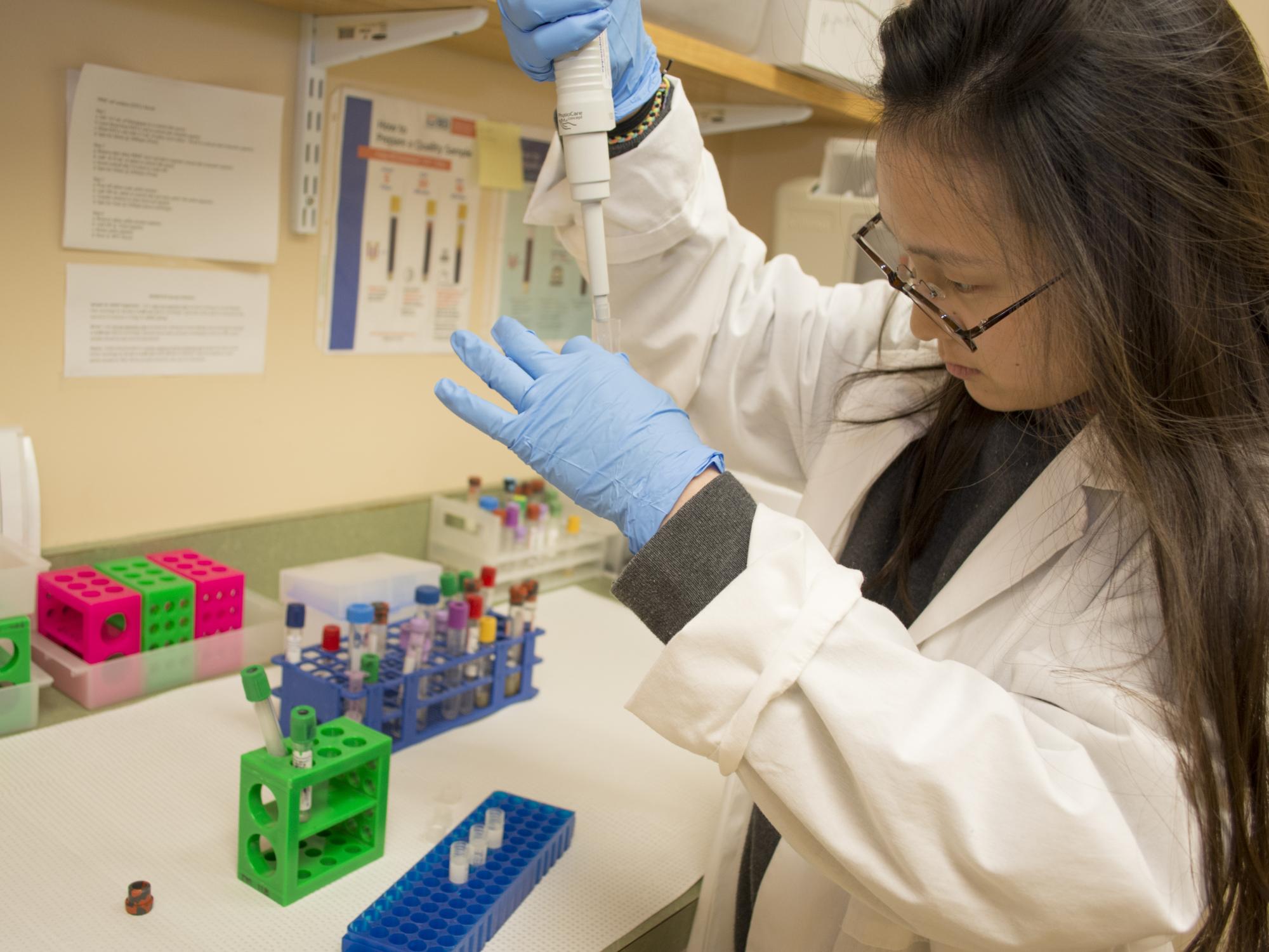 Student collecting samples