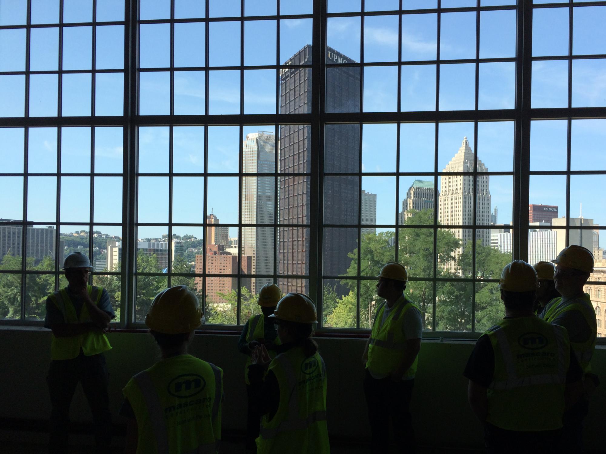 view of city looking out of office windows