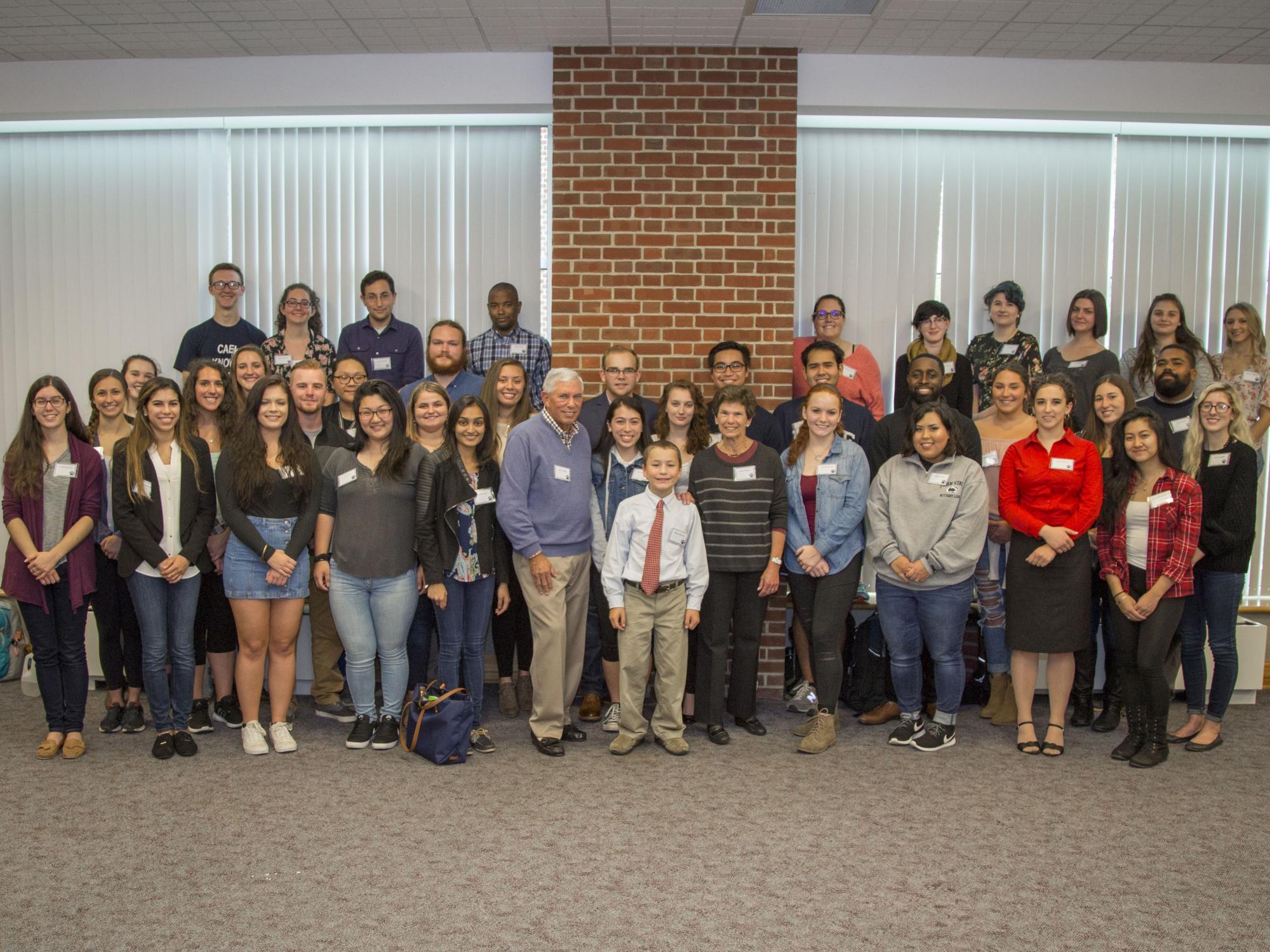 Gene and Roz Chaiken met some of their scholarship recipients at a reception on October 24.