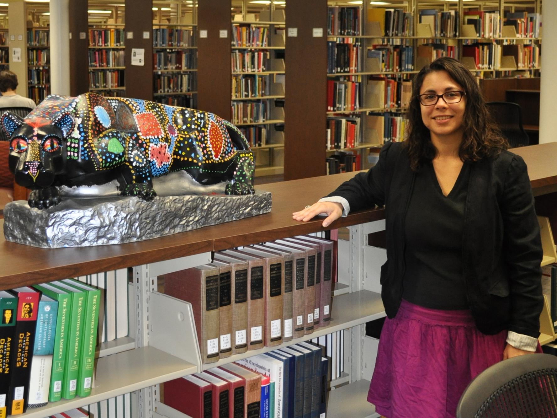 Nina Clements in the Vairo Library