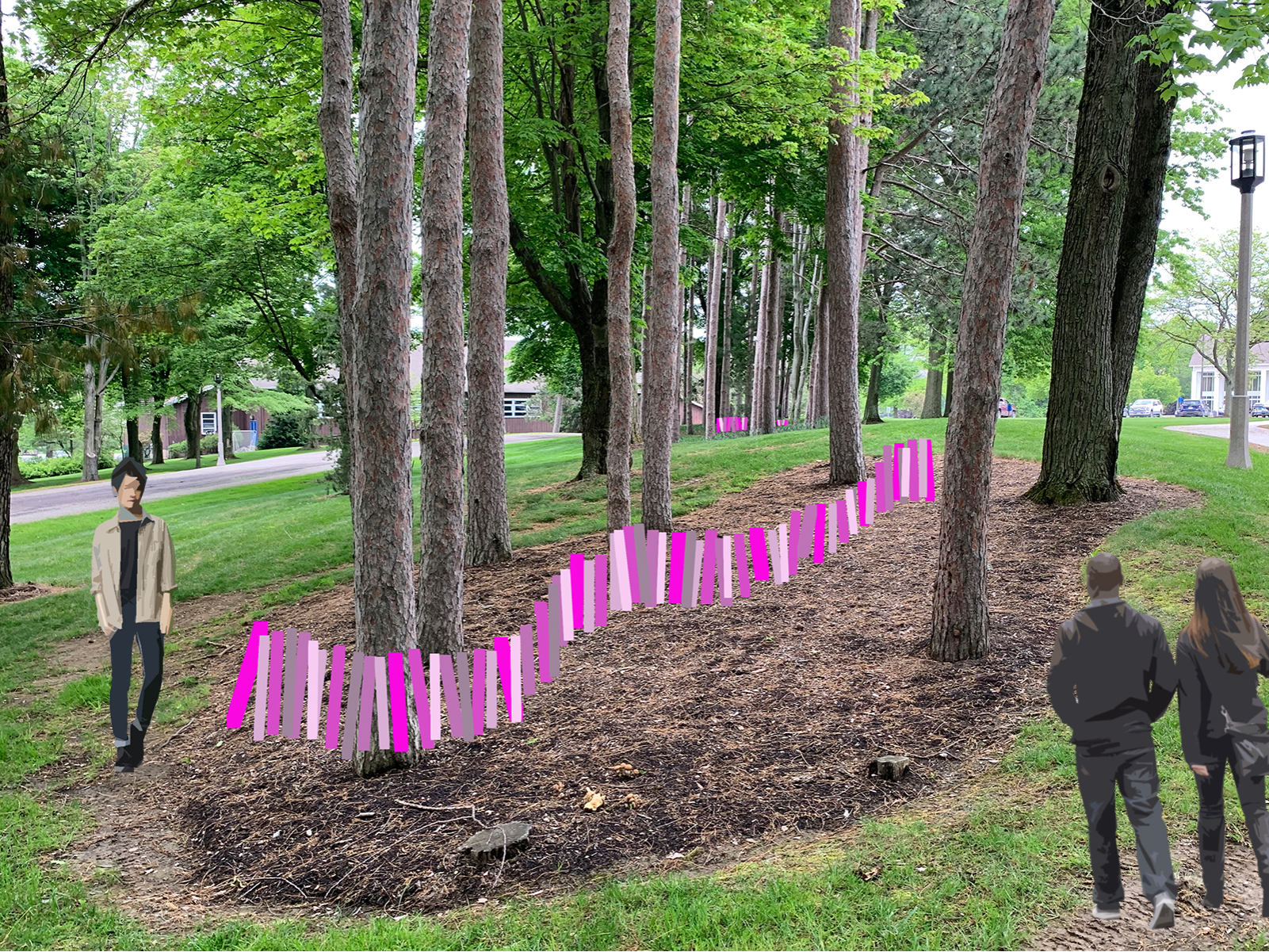 Pictured is concept art for "Color Walk,” the Campus Arts Initiative site-specific art project to be installed on Penn State Behrend’s campus later this month.