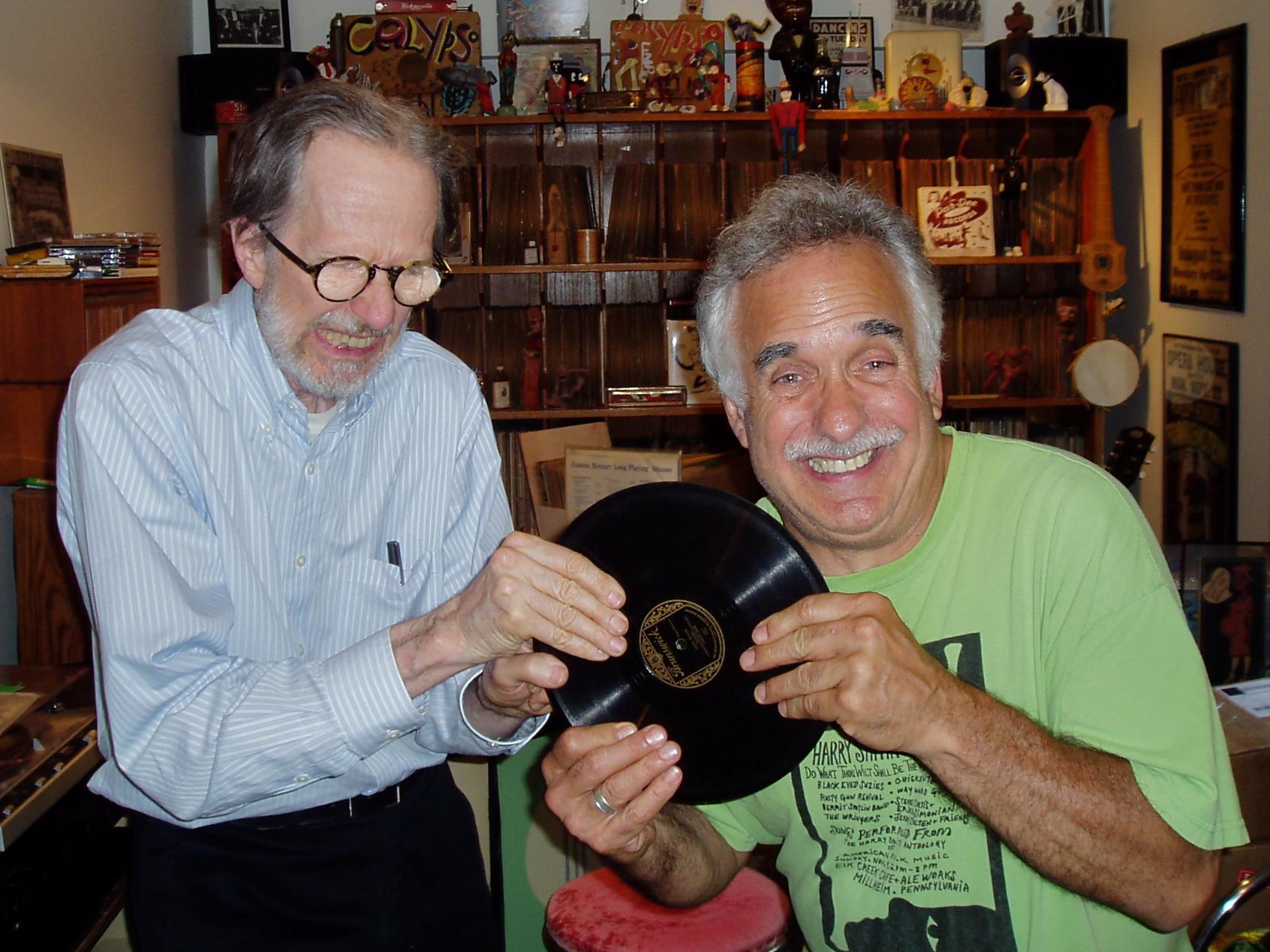 R. Crumb and Jerry Zolten holding a 78 RPM record