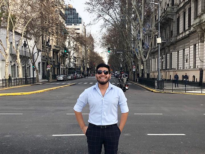 Joshua Flores, a Global Studies student interns in Argentina.